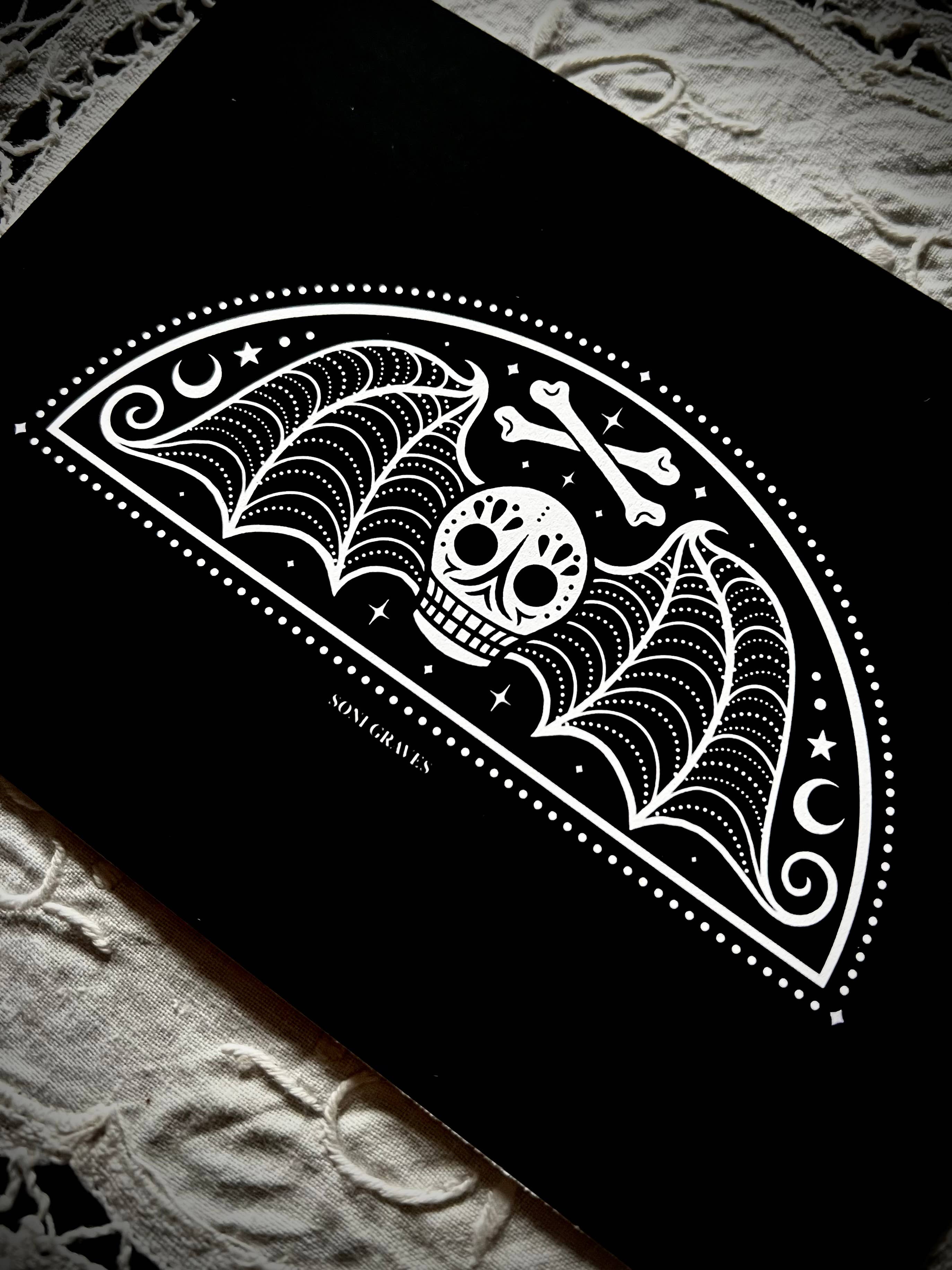 Death's Head Print, 5x7", Spooky Gothic Dark Art