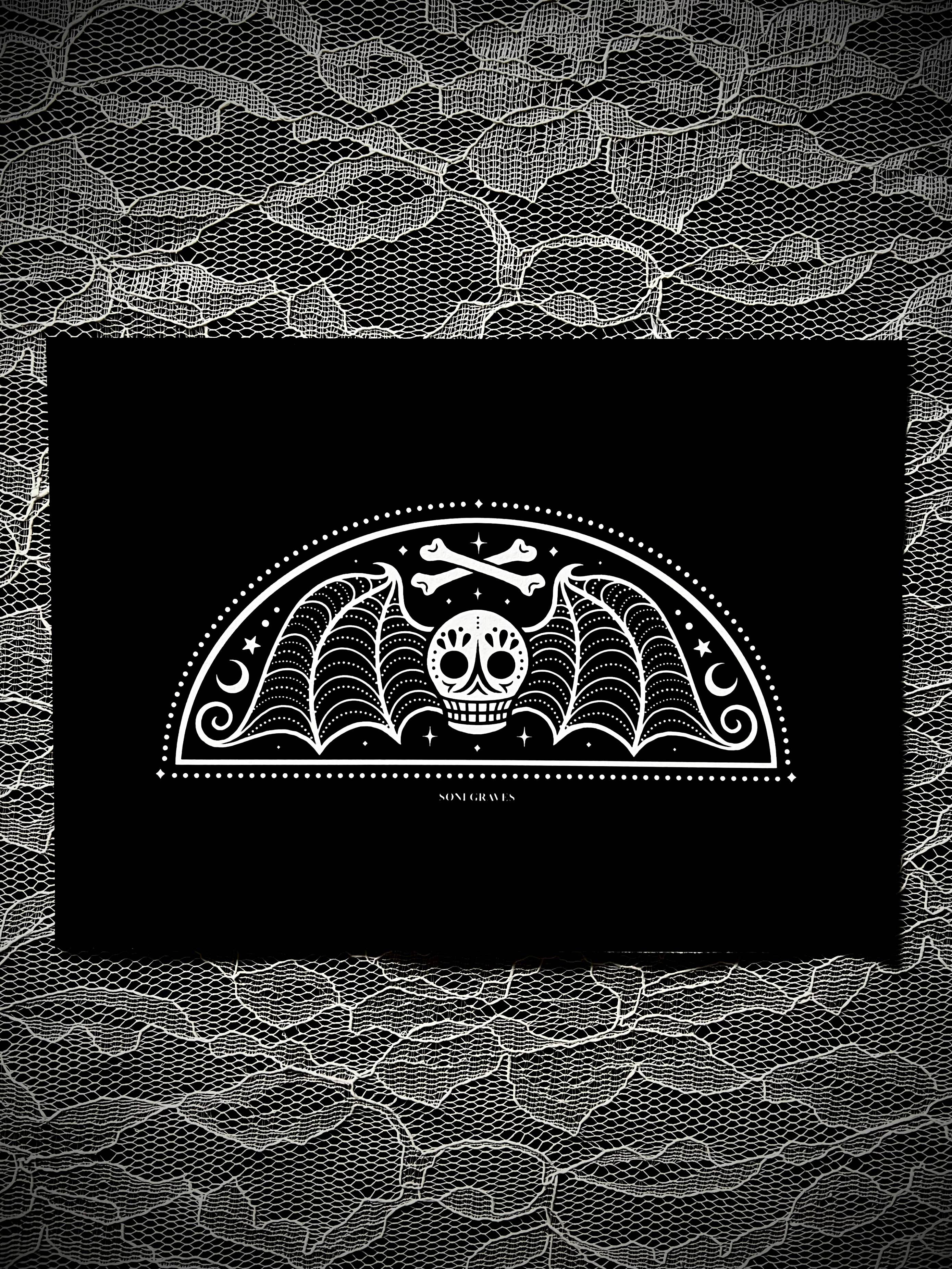 Death's Head Print, 5x7", Spooky Gothic Dark Art
