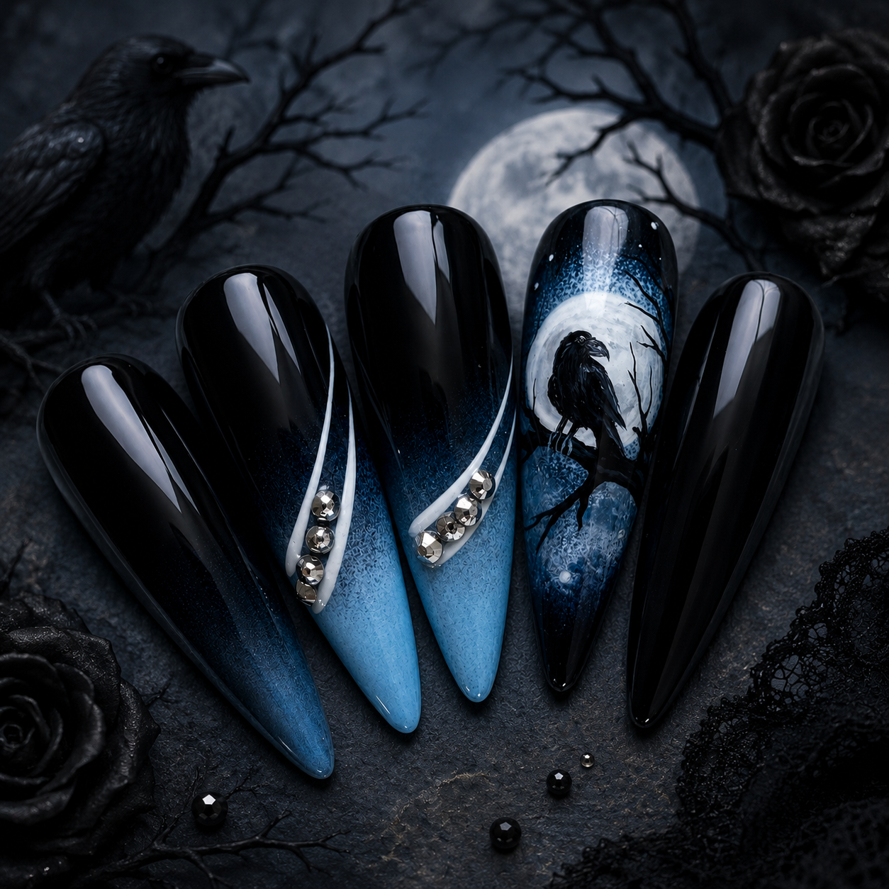 House of Ravens | Luxury Hand-Painted Gothic Press-On Nails