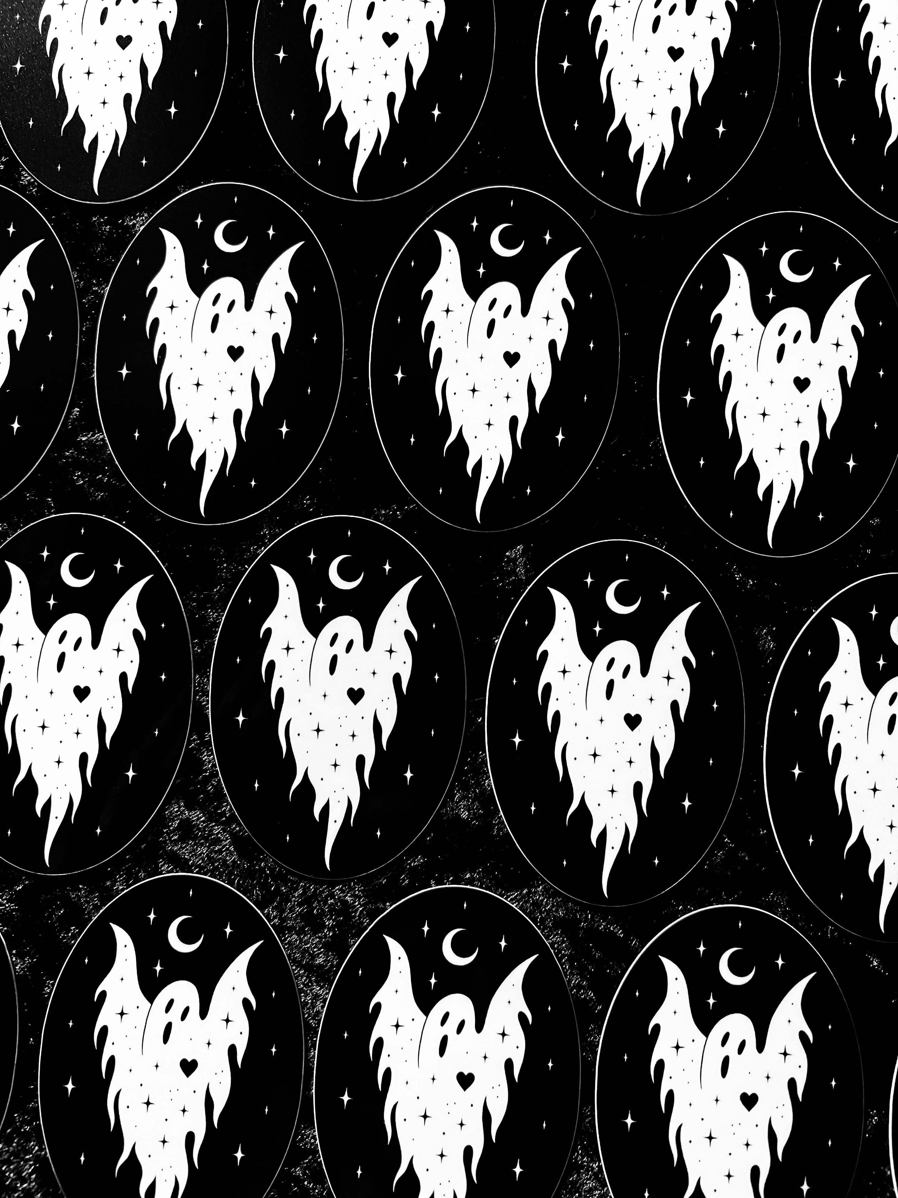 Night Ghost Sticker: Waterproof, Spooky Whimsical Gothic