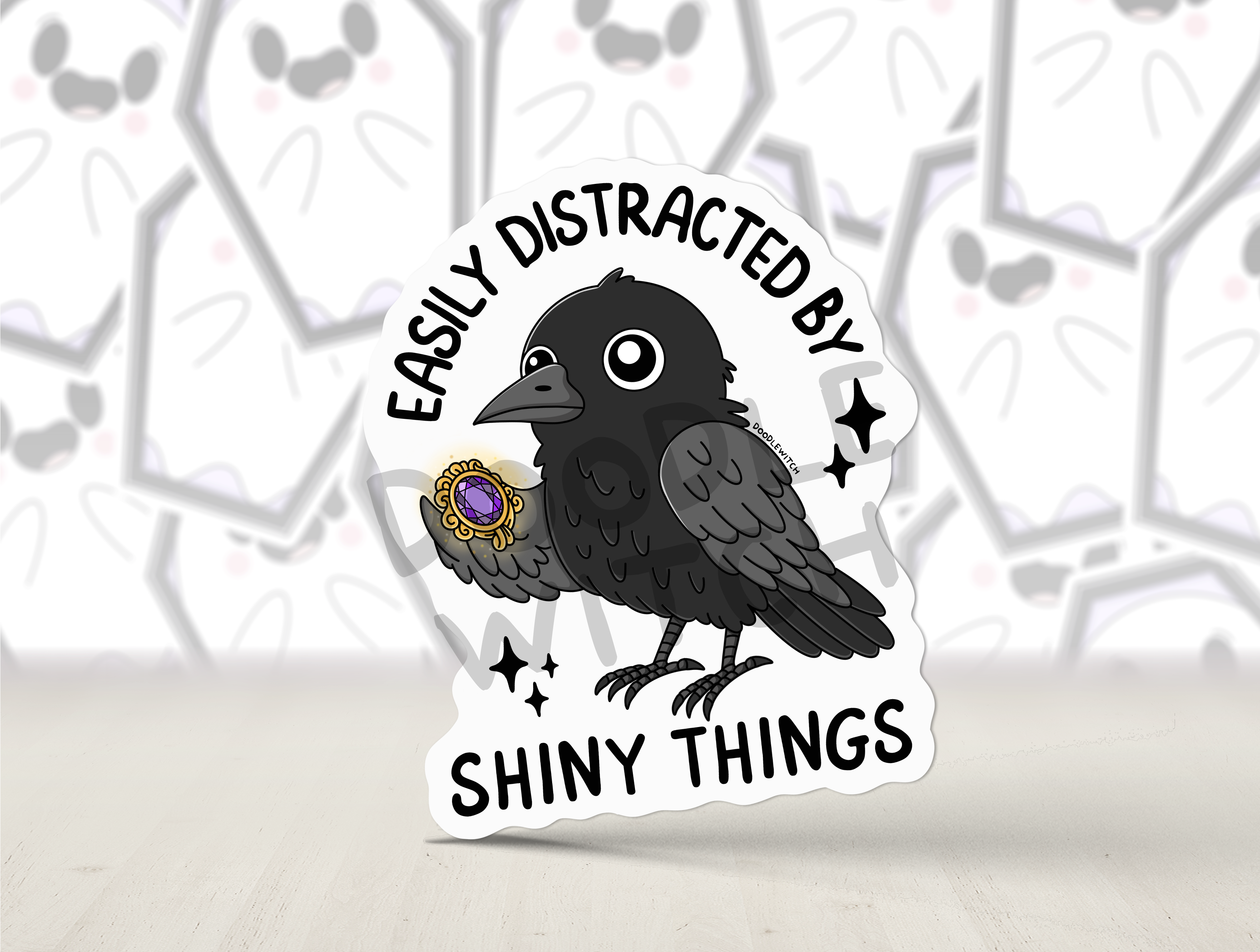 Easily Distracted By Shiny Things, Raven Stickers