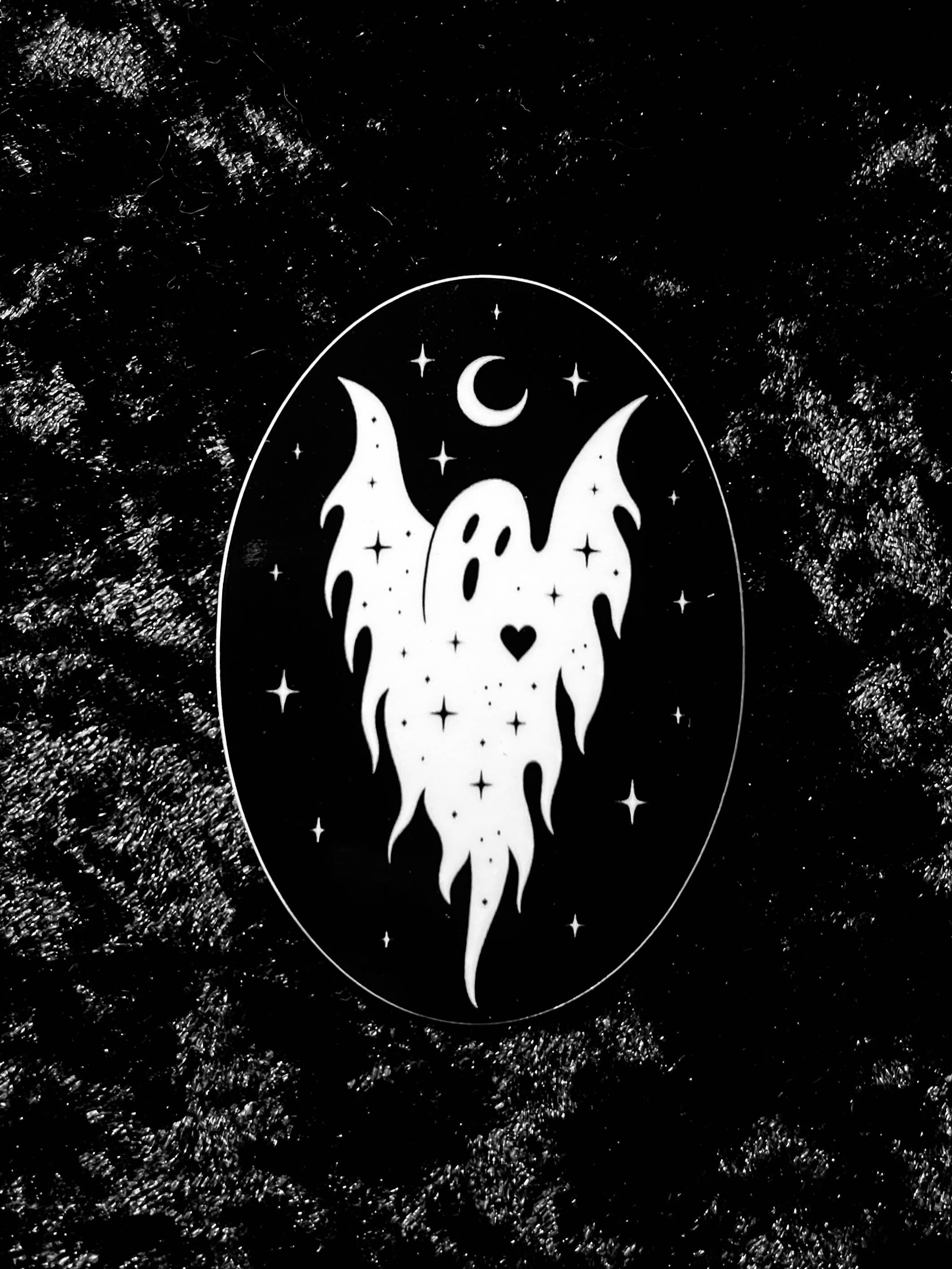 Night Ghost Sticker: Waterproof, Spooky Whimsical Gothic