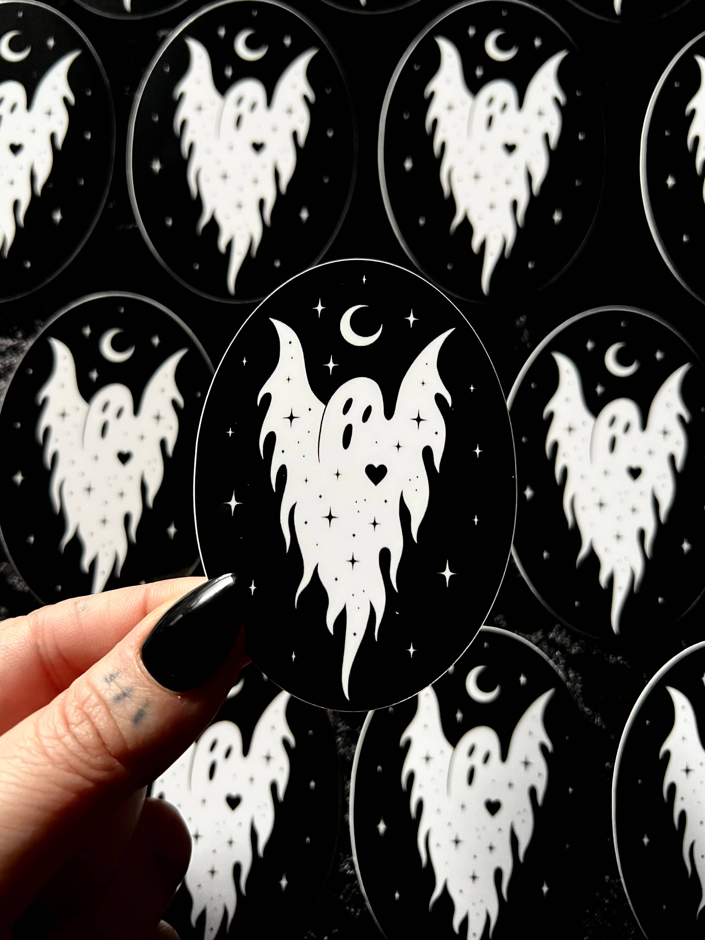 Night Ghost Sticker: Waterproof, Spooky Whimsical Gothic
