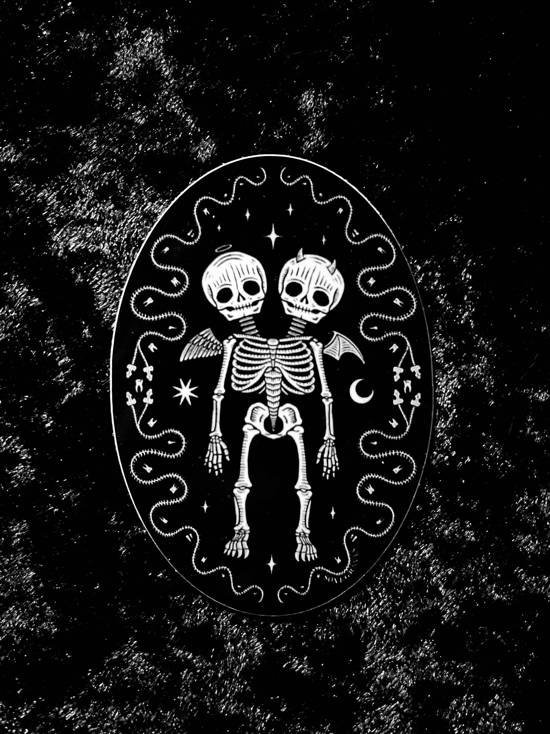Oddities Skeleton Sticker: Waterproof, Spooky Whimsical Goth