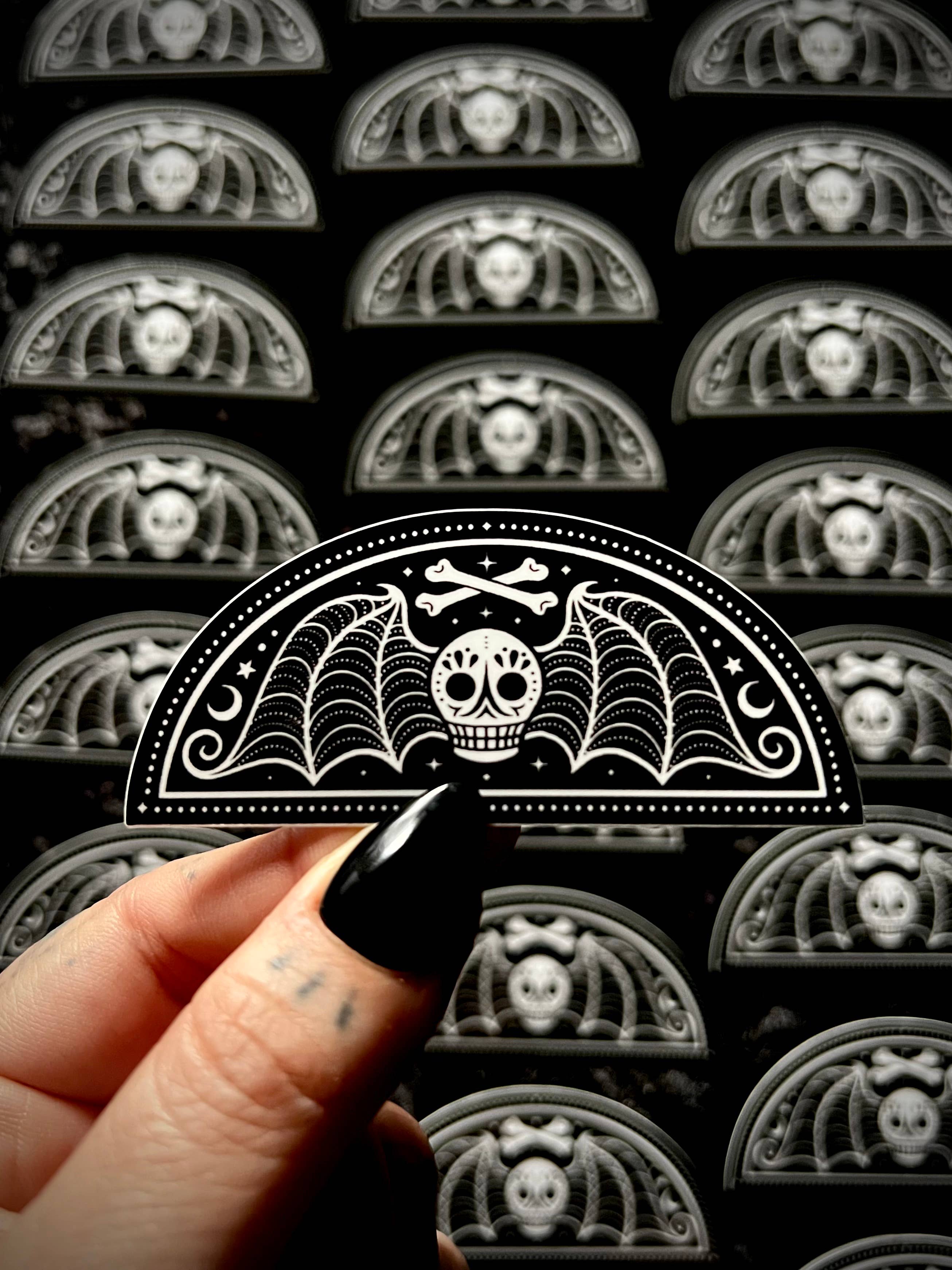 Death's Head Sticker: Waterproof, Spooky Whimsical Gothic