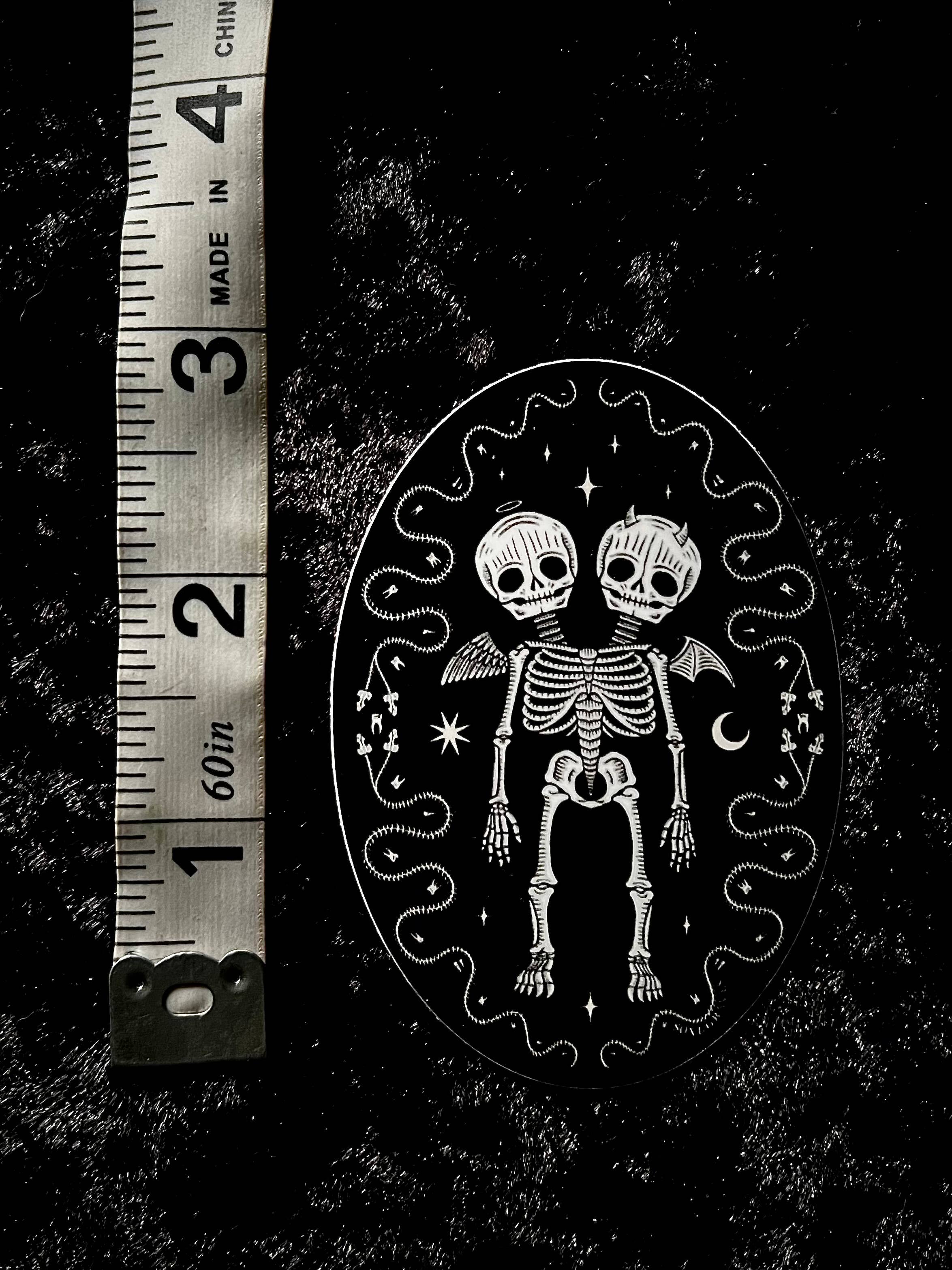 Oddities Skeleton Sticker: Waterproof, Spooky Whimsical Goth