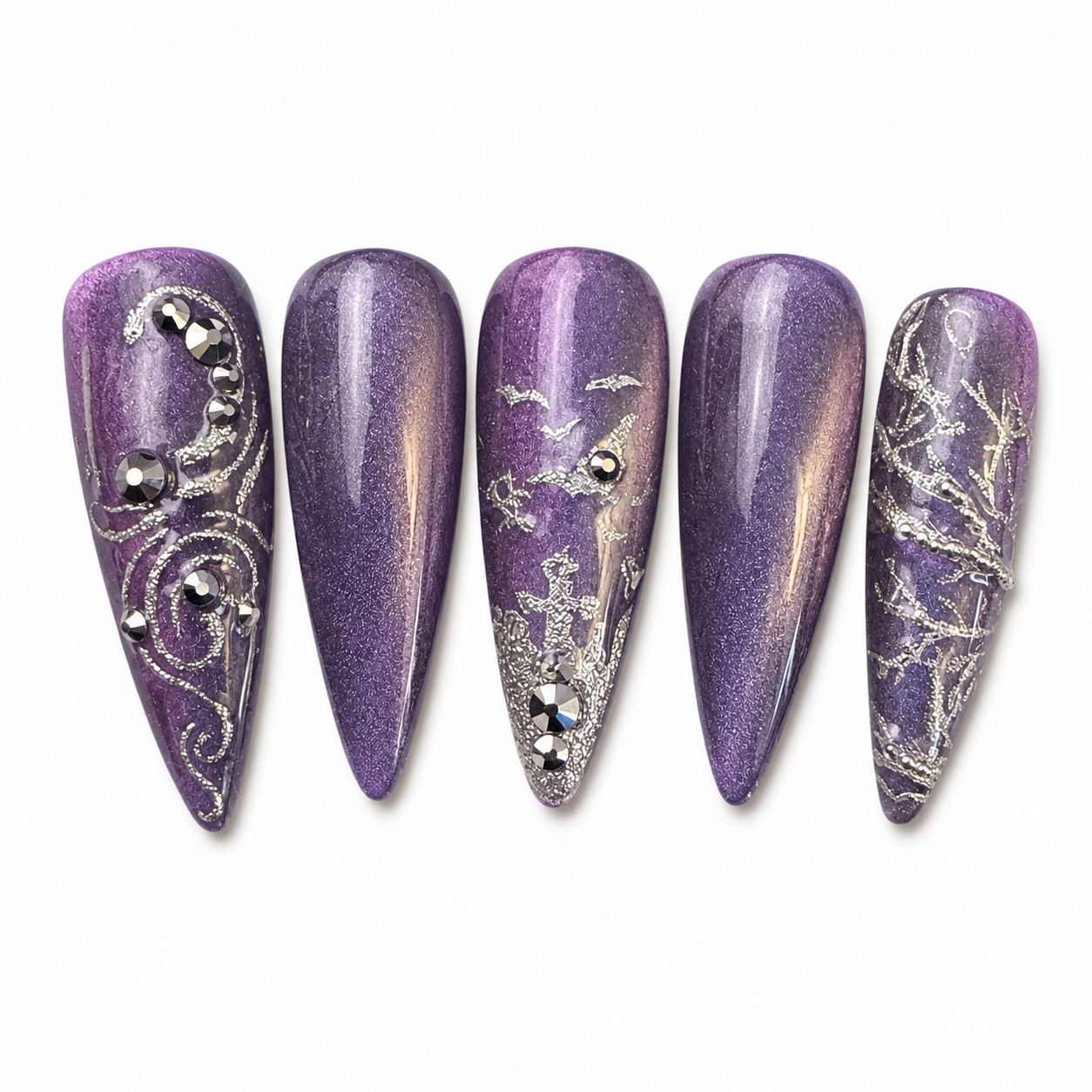 Twilight Flight | Luxury Hand-Painted Gothic Press-On Nails